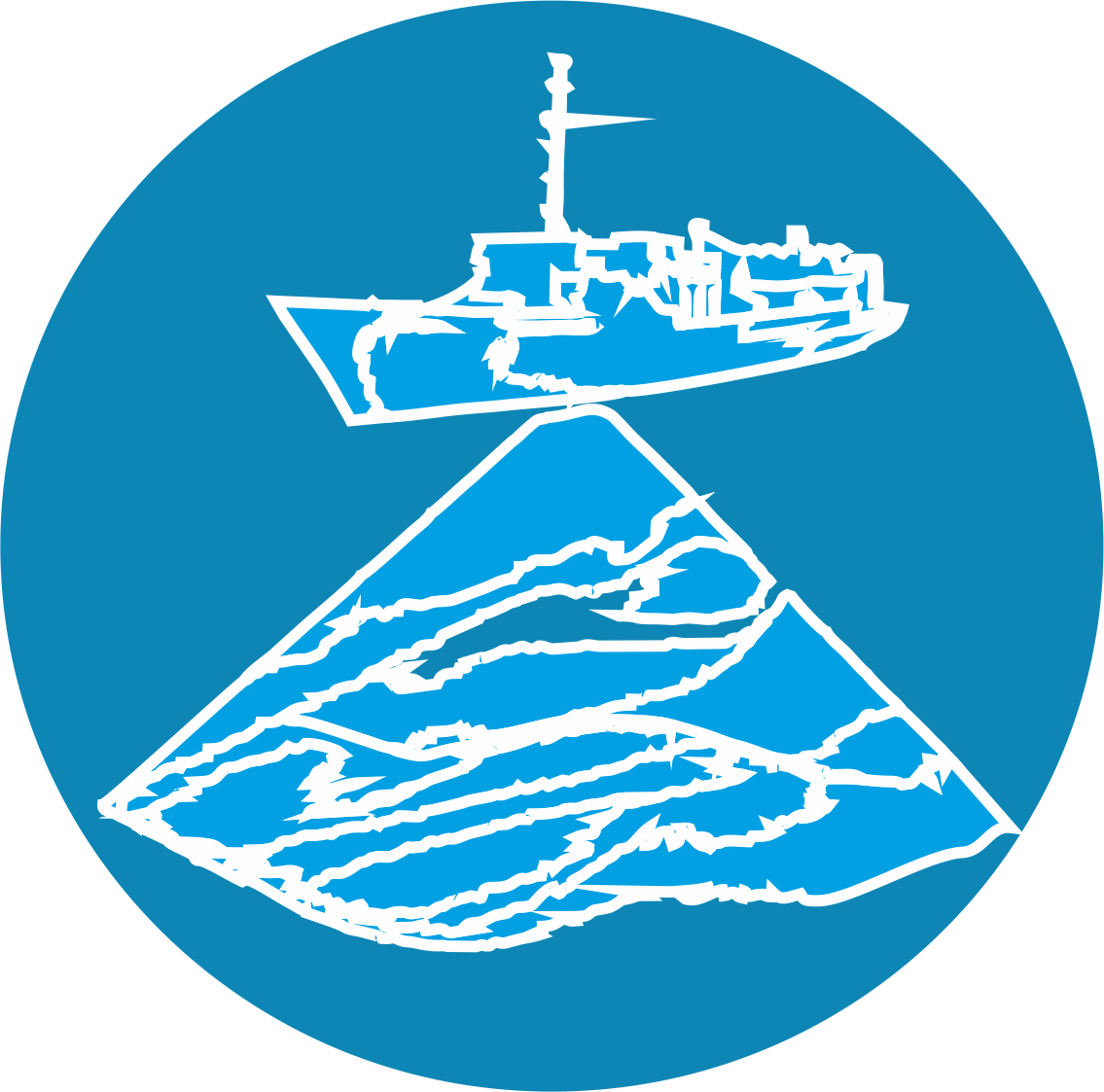 Warship Over Iceberg Graphic PNG