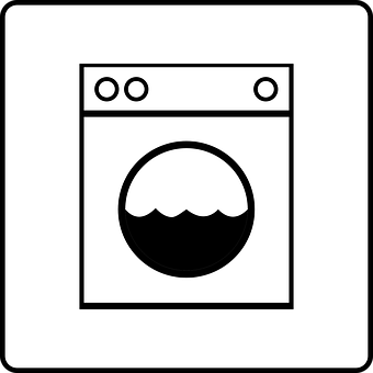 Washing Machine Icon Blackand White PNG