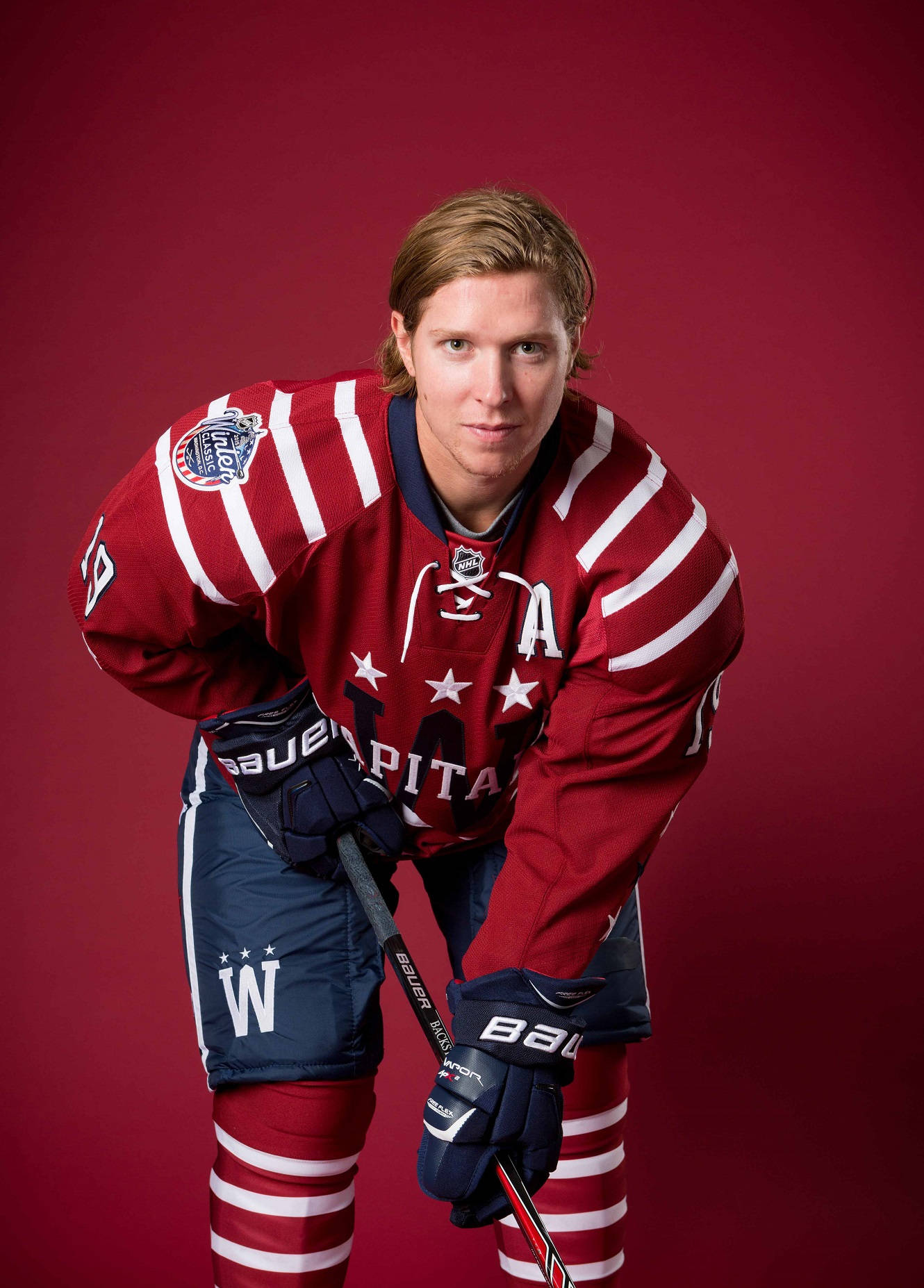 NHL Superstar Nicklas Backstrom in action for the Washington Capitals Wallpaper