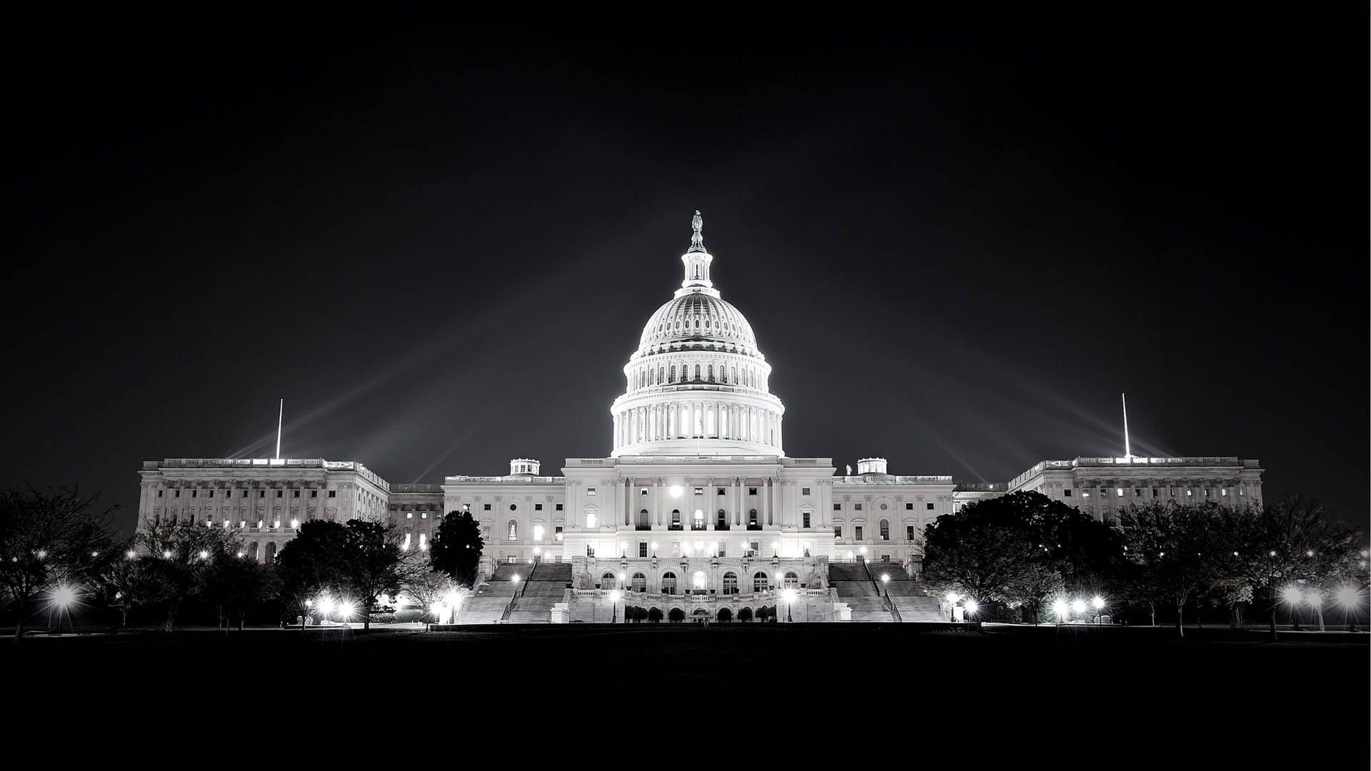 Washington DC Capitol Monochrome Wallpaper