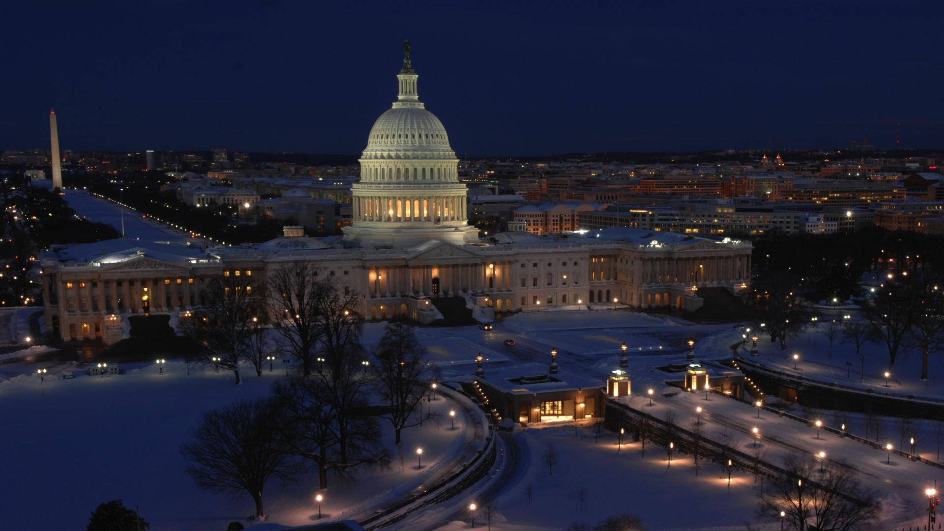 Washington, DC Under Snow Wallpaper