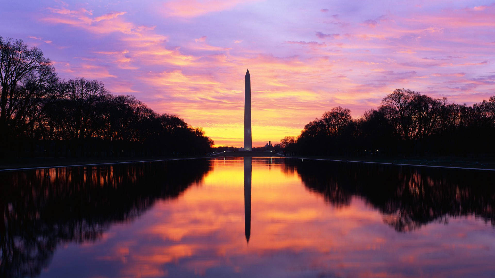 Washington Monument Pool Sunset Wallpaper
