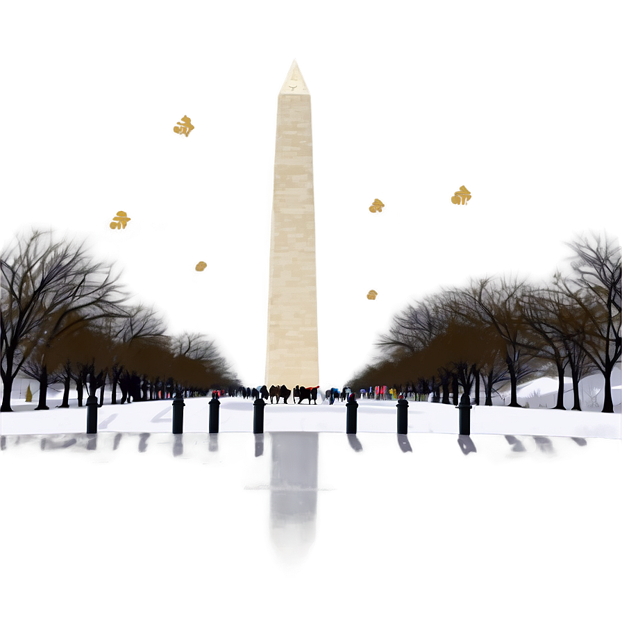 Washington Monument Snowy Scene Png Ver PNG