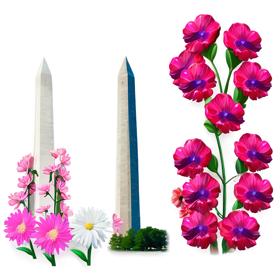 Washington Monument Surrounded By Flowers Png 06202024 PNG