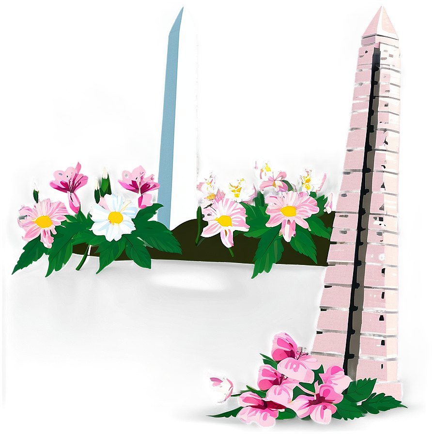 Washington Monument Surrounded By Flowers Png Jlx30 PNG