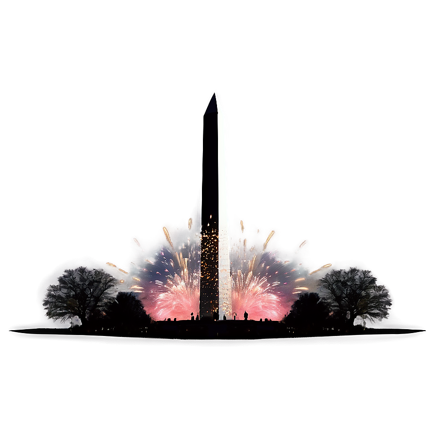 Washington Monument With Firework Sparks Png 06202024 PNG