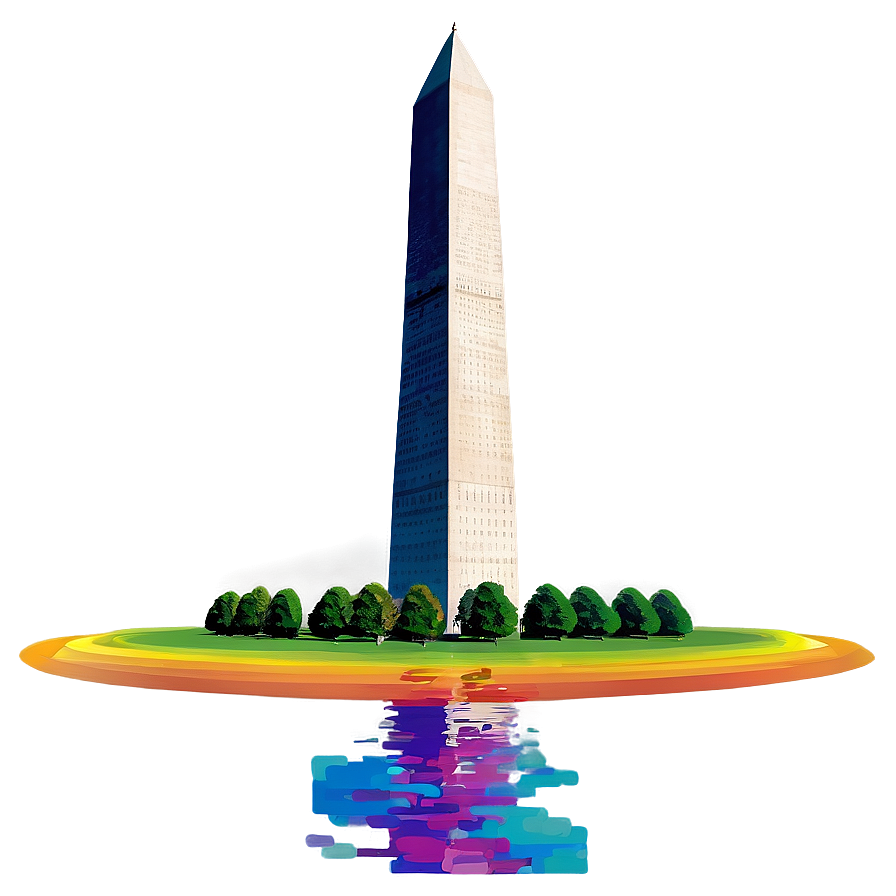 Washington Monument With Rainbow Background Png Xvq PNG
