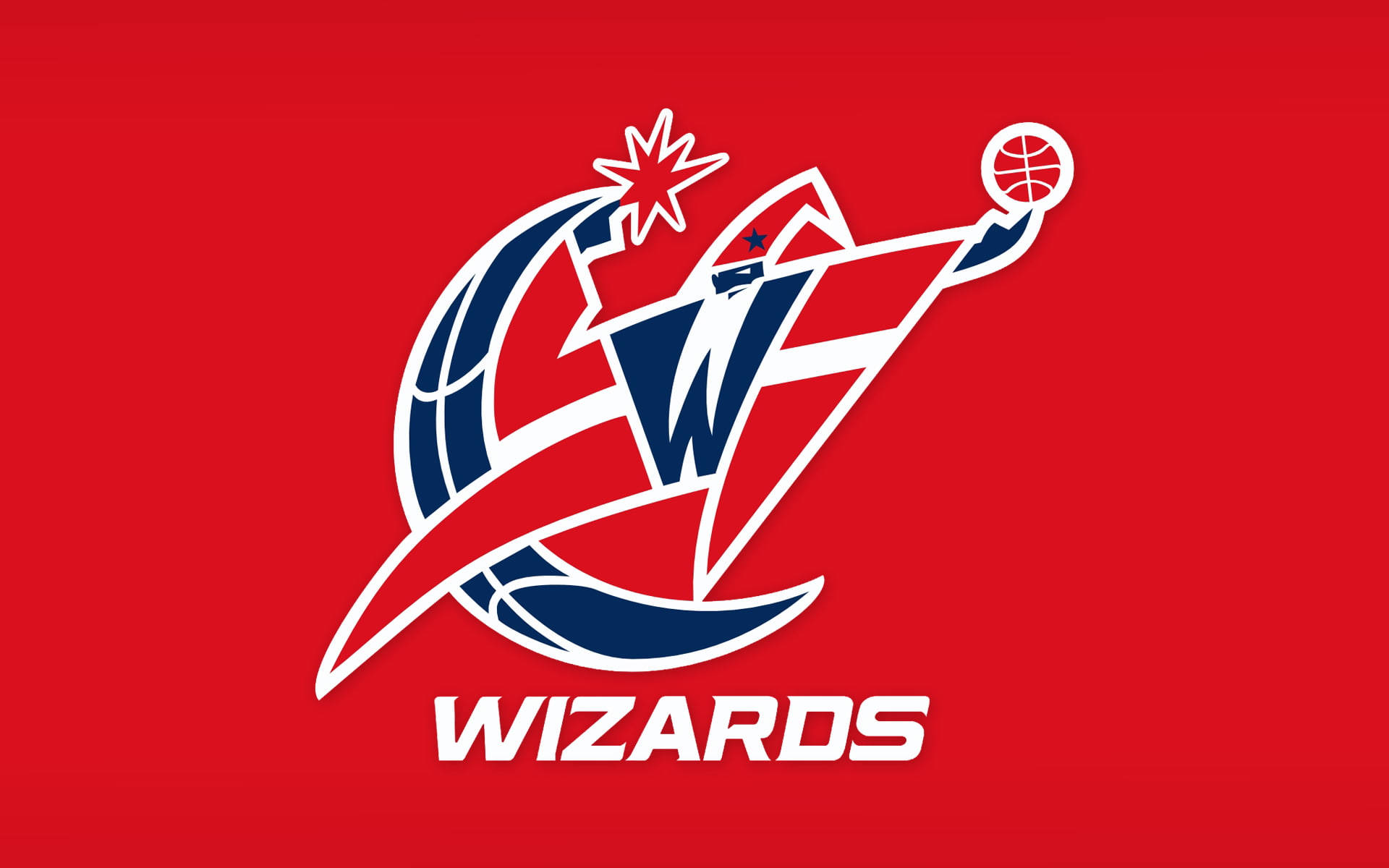 Washington Wizards-logo i rød, hvid og blå Wallpaper