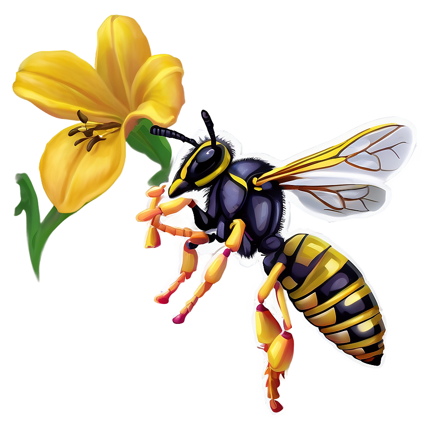 Wasp Pollinating Flower Png Bnv16 PNG