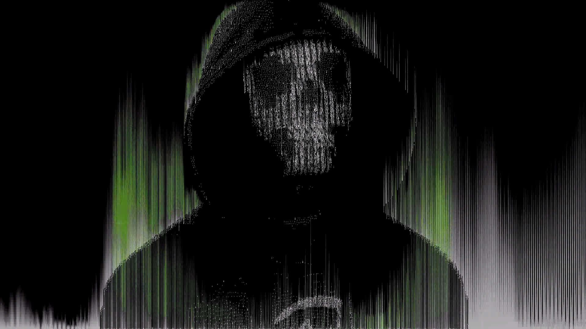 A Black And Green Hooded Figure With A Skull Wallpaper