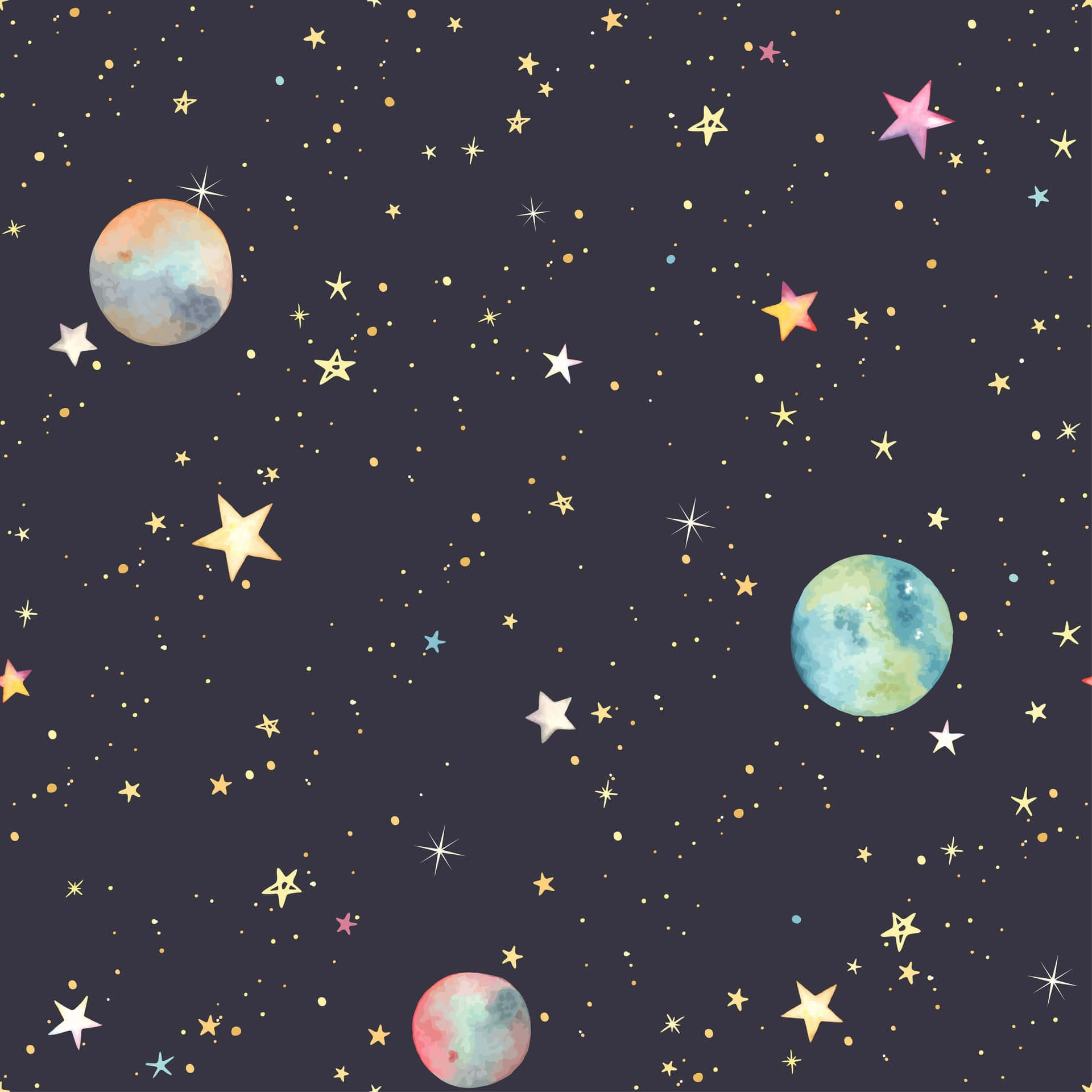 Einegalaxie-wallpaper Mit Sternen Und Planeten