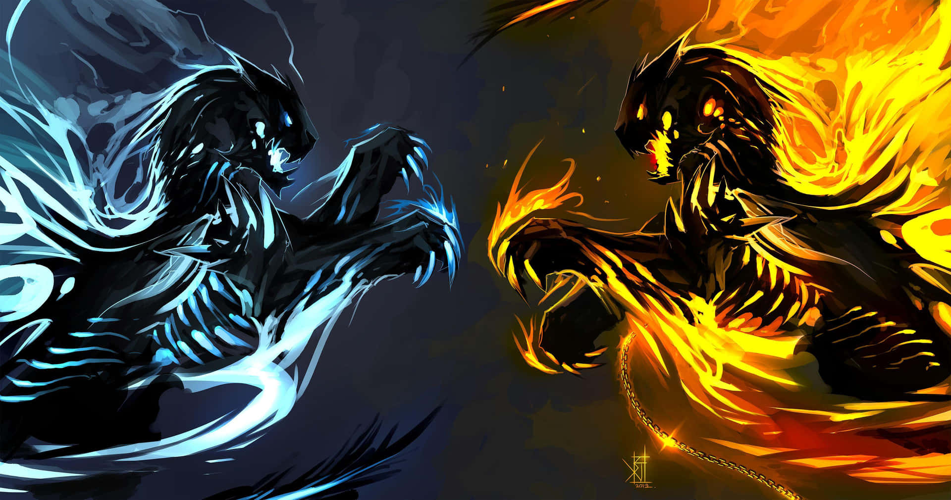 "The Powerful Symbiosis of Water and Fire" Wallpaper