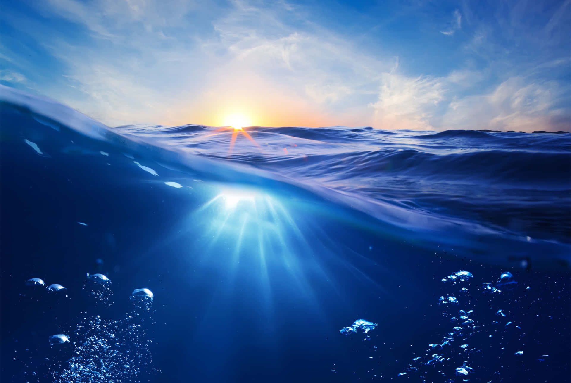 Underwater Ocean And Sunlight Background