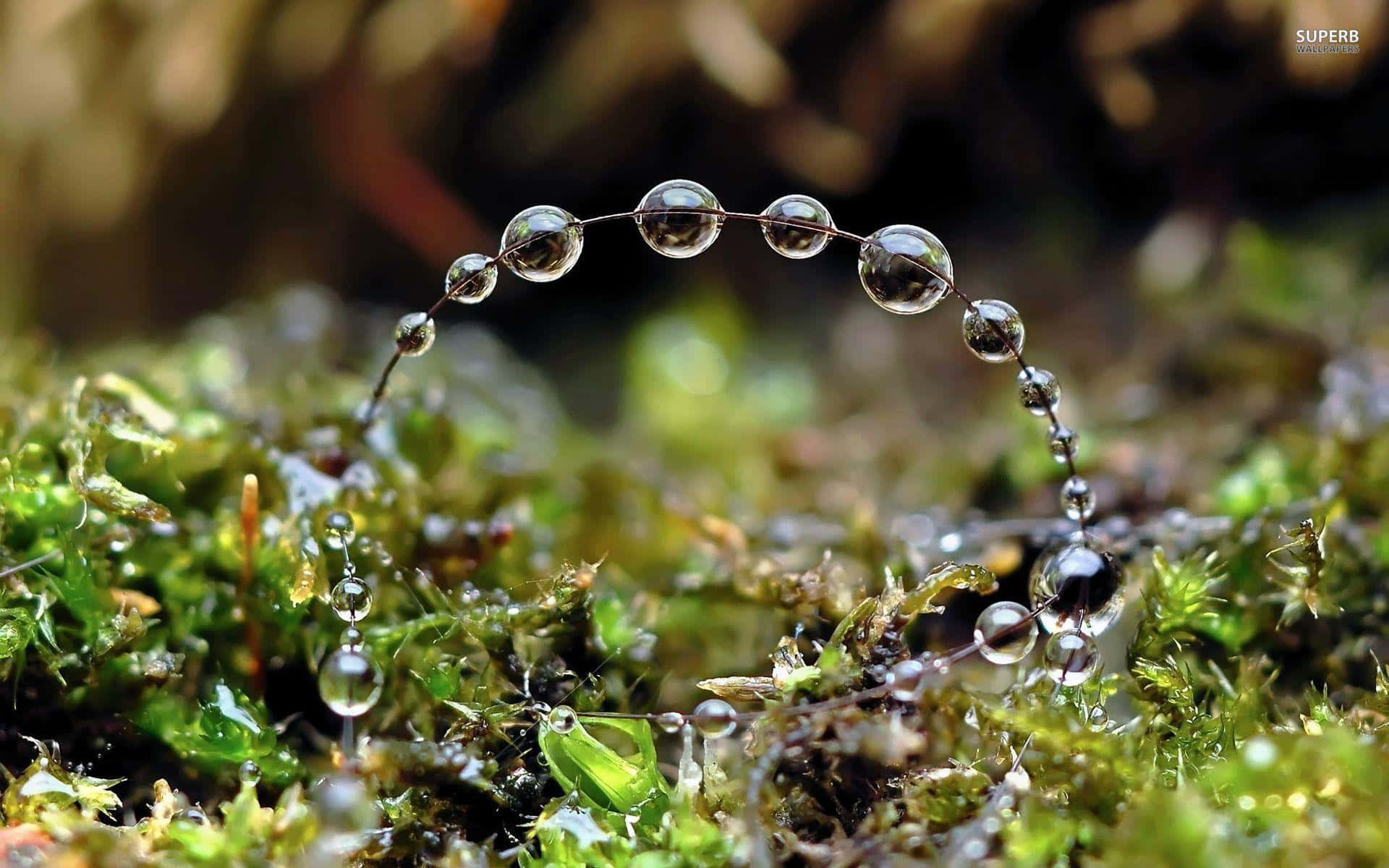 Water Droplets On Moss