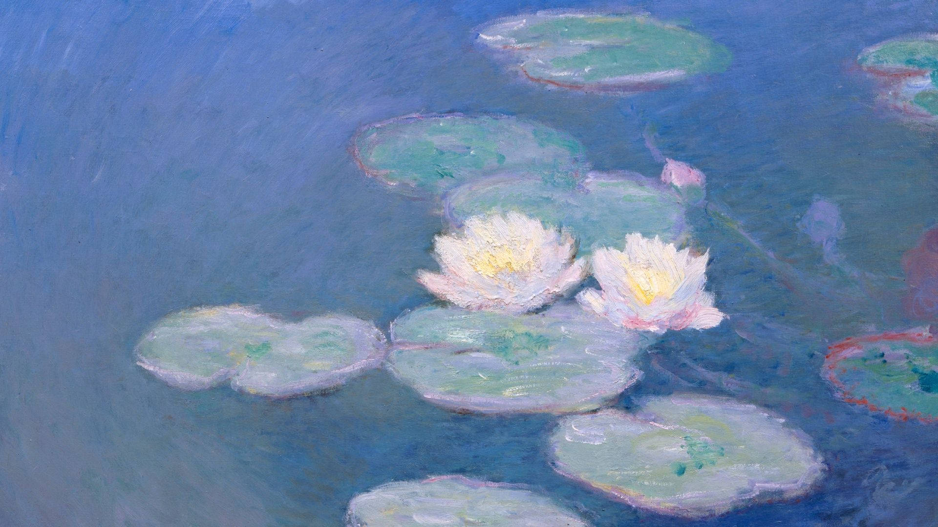 Water Lilies Impressionist Painting Closeup Wallpaper