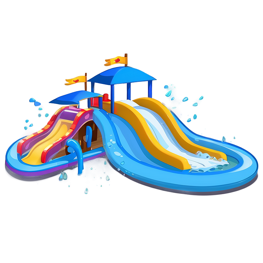 Water Park Cartoon Scene Png 06272024 PNG