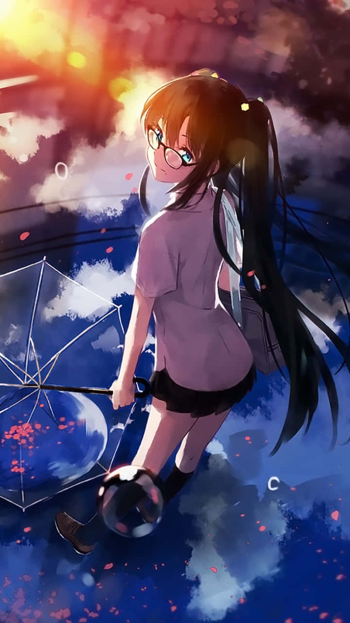 Water Reflection With Bubble Anime Girl Wallpaper