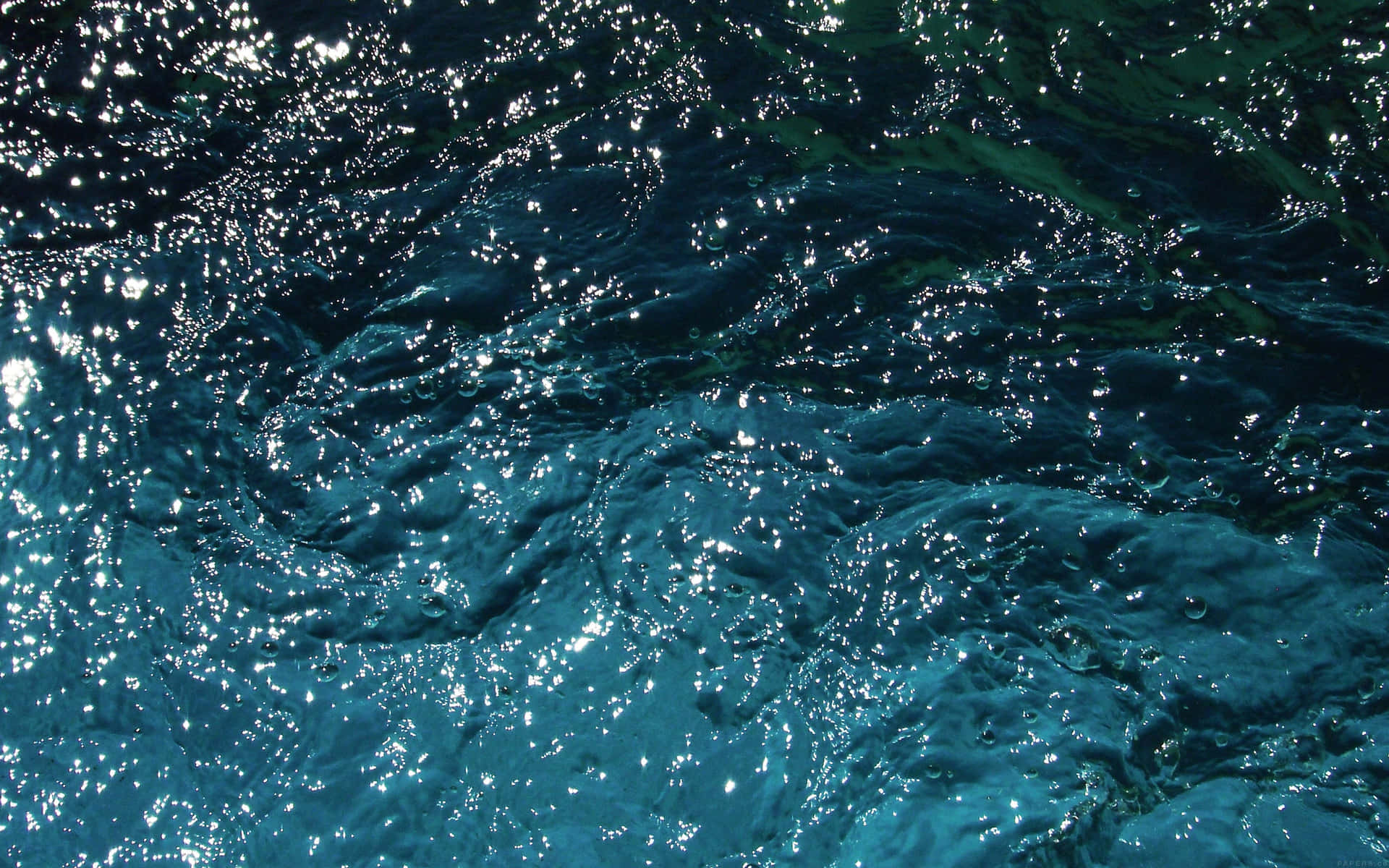 A Close Up Of The Water With Blue And Green Water