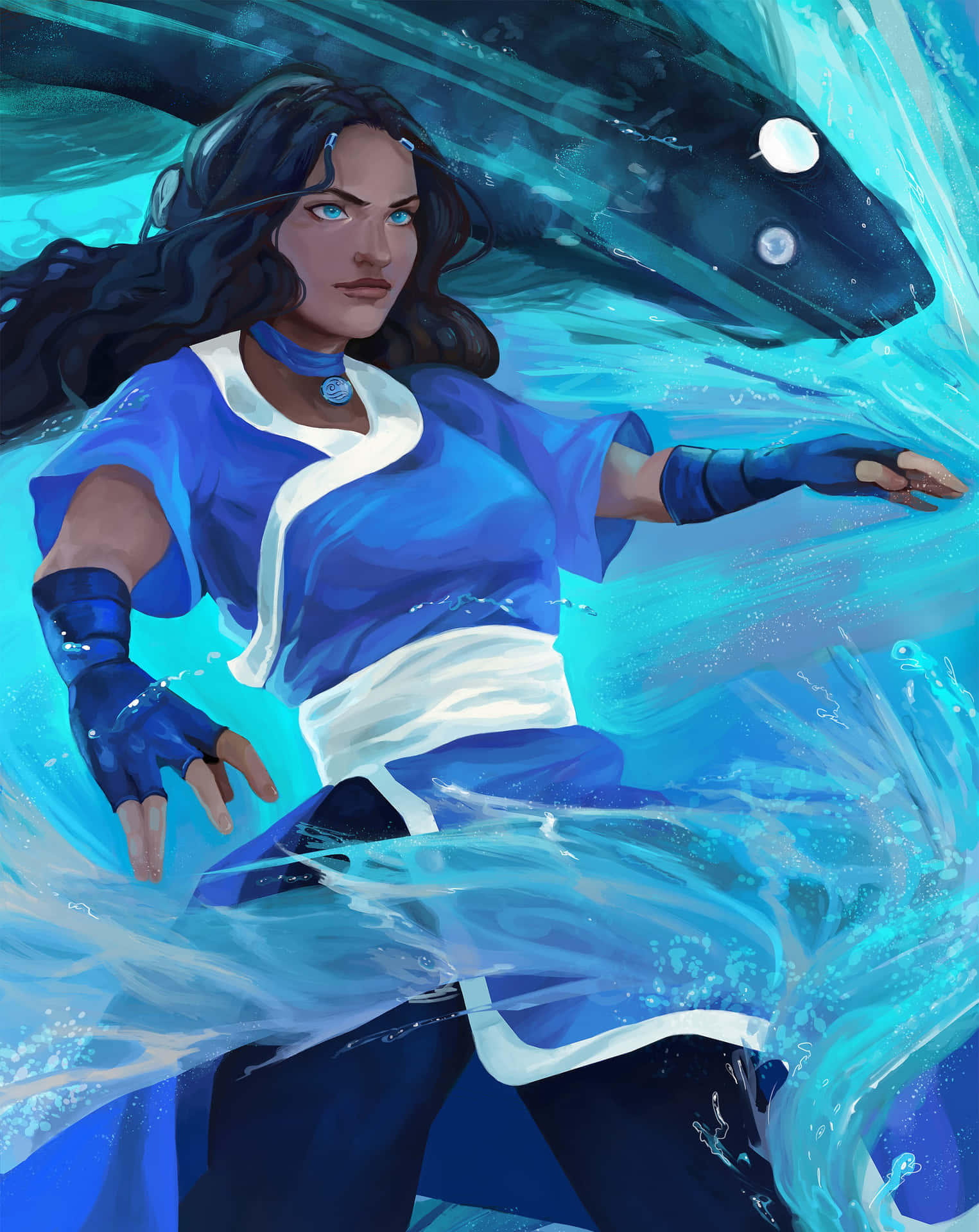 Waterbending Meester Katara Kunstwerk Achtergrond