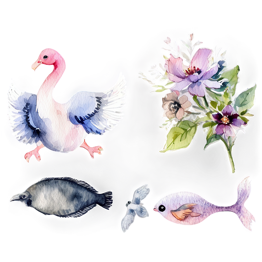 Watercolor Animals Collection Png 05032024 PNG
