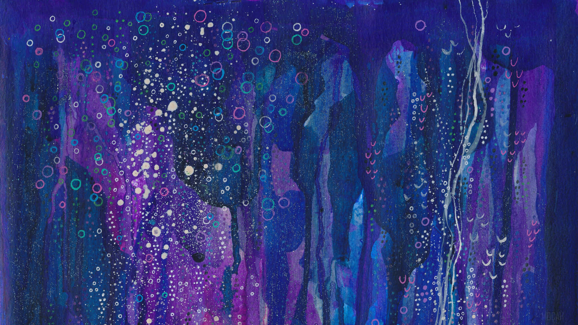 a painting with purple and blue colors
