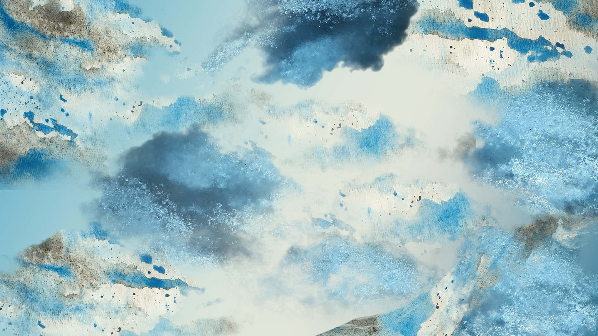 A Painting Of Clouds And Mountains