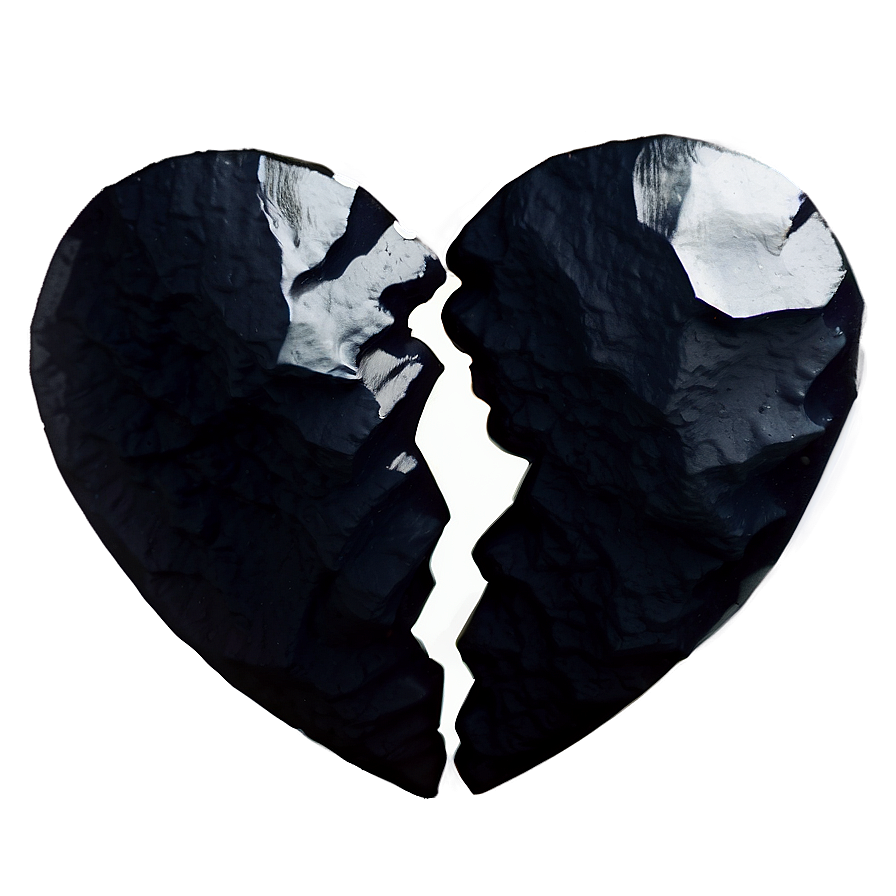 Watercolor Black Broken Heart Png 06252024 PNG