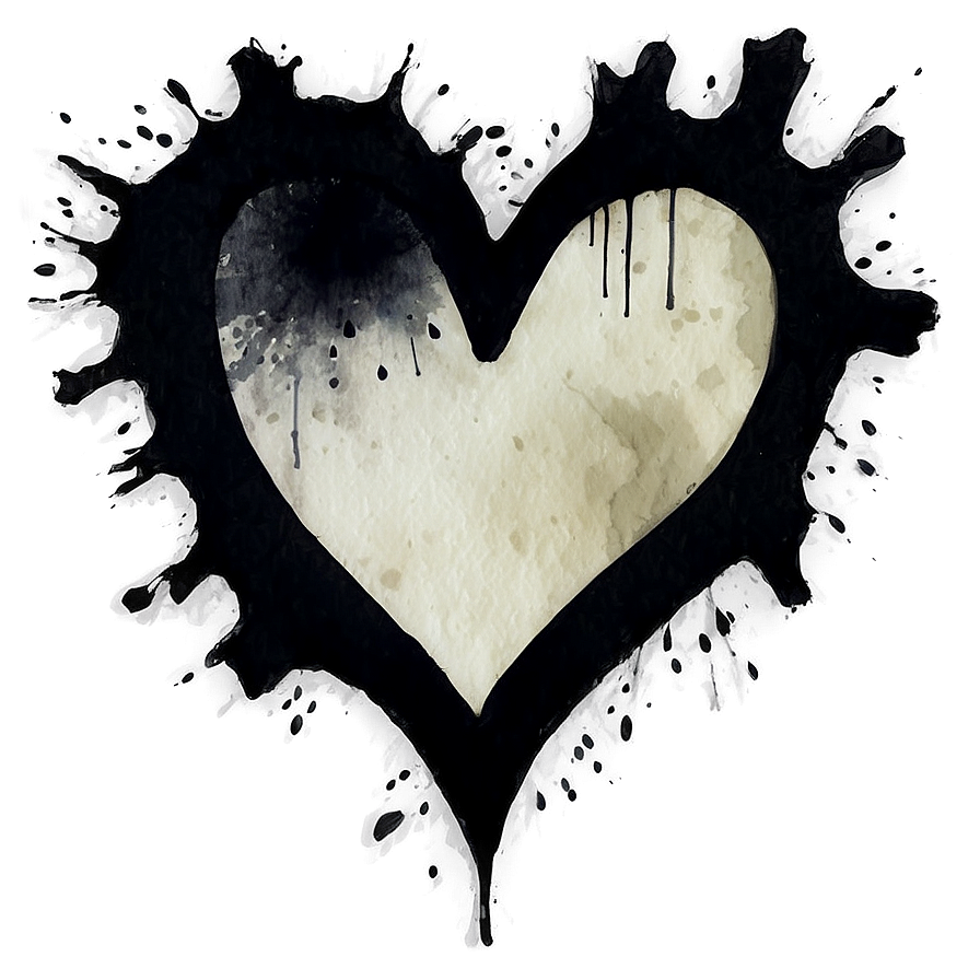 Watercolor Black Broken Heart Png Kui47 PNG