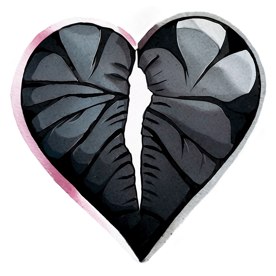 Watercolor Black Broken Heart Png Xkk8 PNG