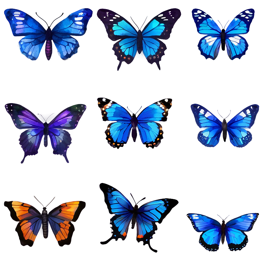 Watercolor Blue Butterfly Png 31 PNG