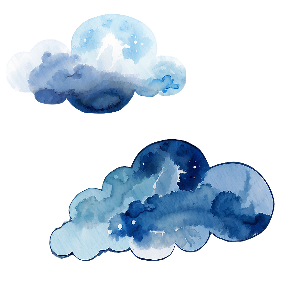Watercolor Blue Clouds Png Oup68 PNG
