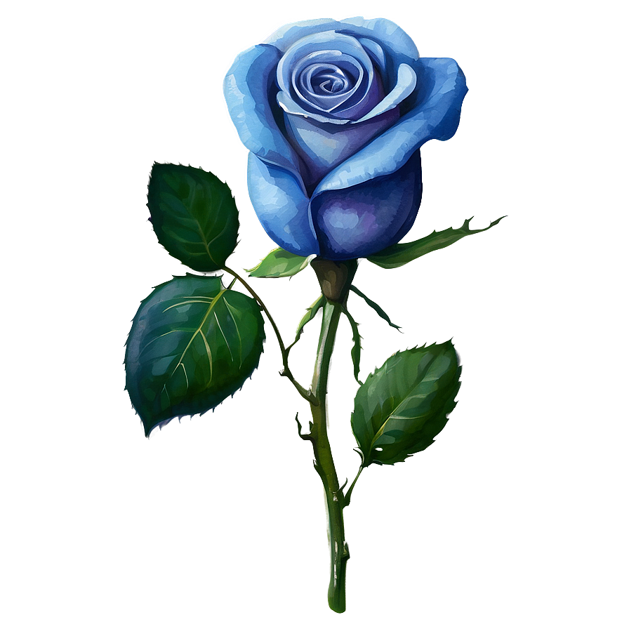 Watercolor Blue Rose Png 06202024 PNG