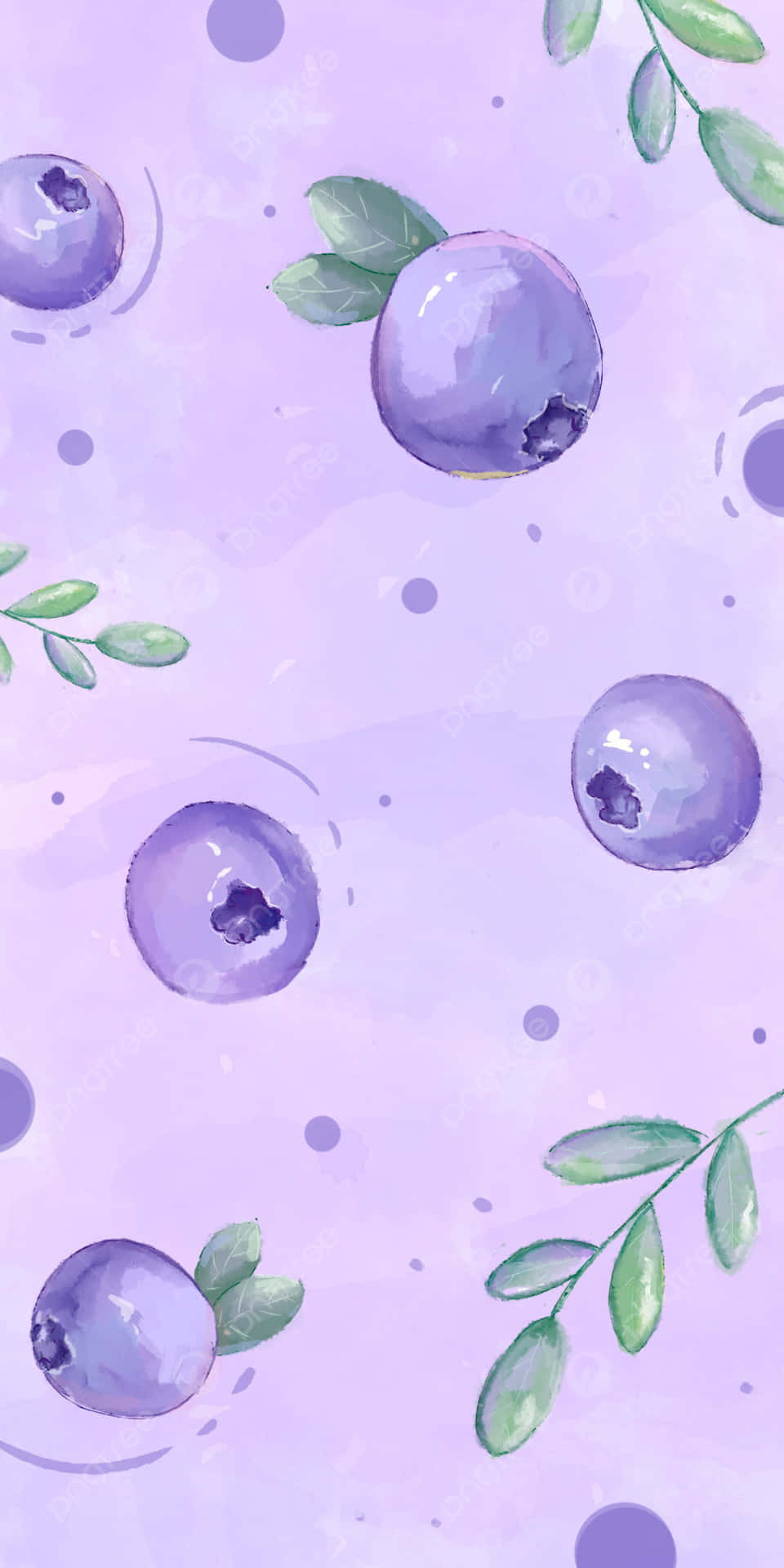 Watercolor_ Blueberries_ Pattern.jpg Wallpaper