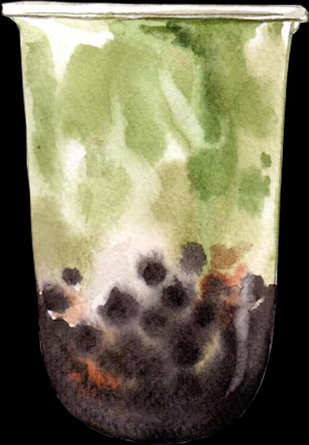 Watercolor Bubble Tea Art PNG