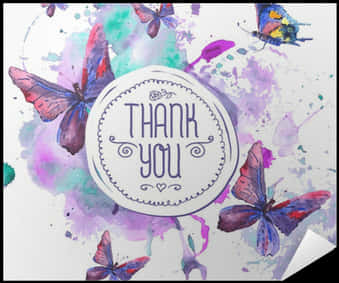 Watercolor Butterflies Thank You Card PNG