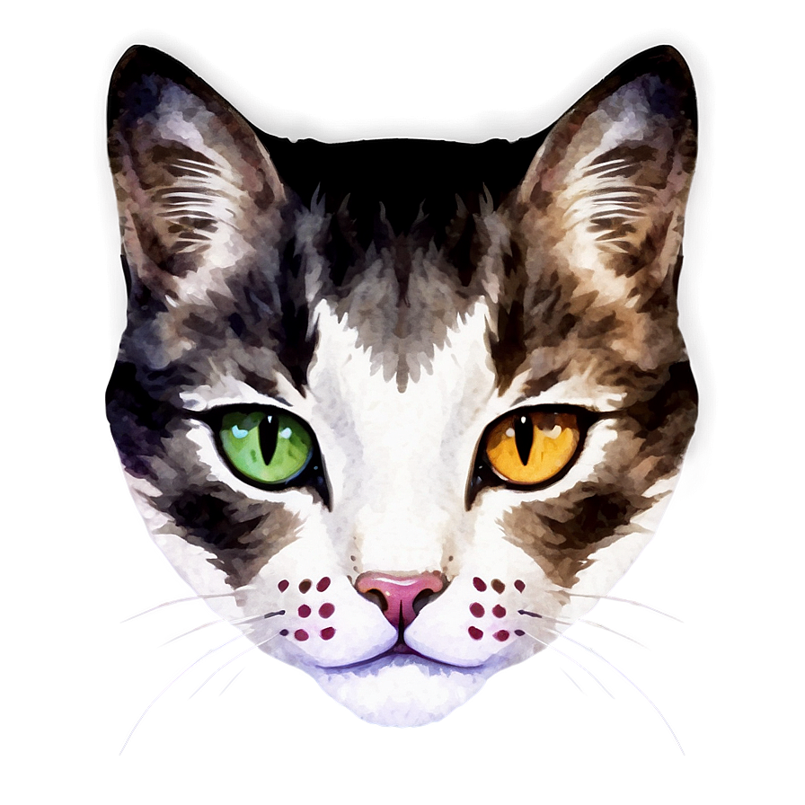 Watercolor Cat Face Png Slm PNG