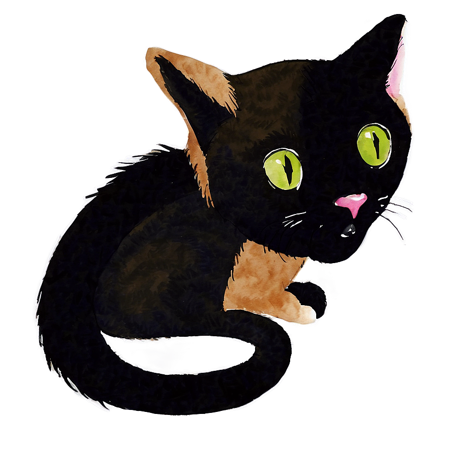 Watercolor Cat Painting Png A PNG