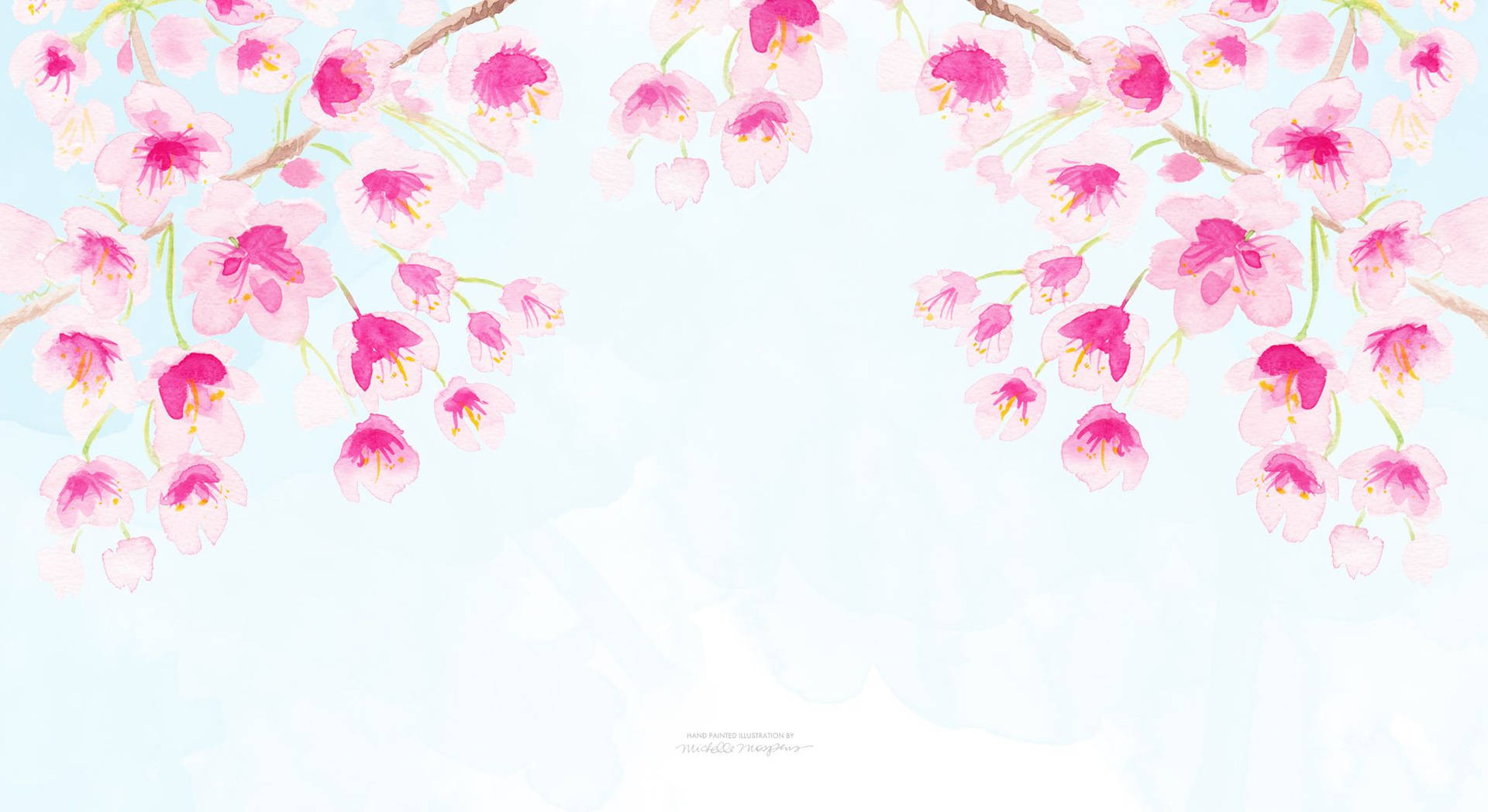 Watercolor Cherry Blossoms Wallpaper
