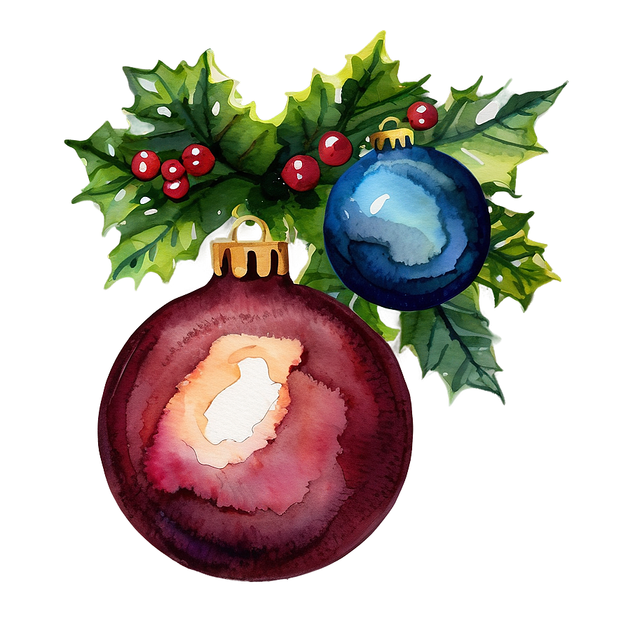Watercolor Christmas Decor Png Wjv75 PNG