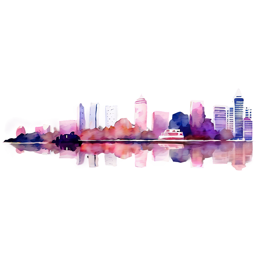 Watercolor Cityscape Illustration Png 1 PNG