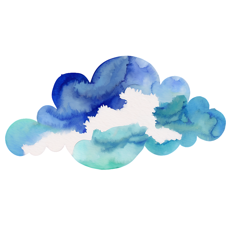 Watercolor Cloud Scene Png 04302024 PNG