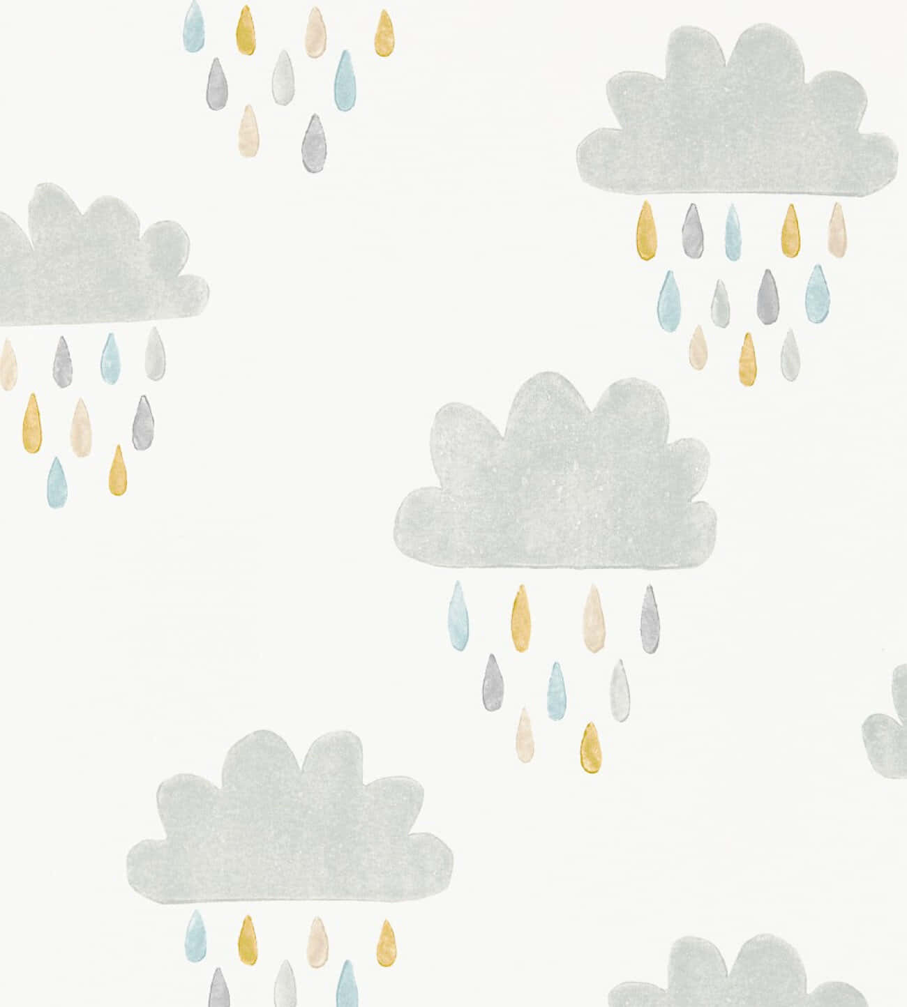 Motif De Nuages Et Gouttes De Pluie Aquarelle Fond d'écran