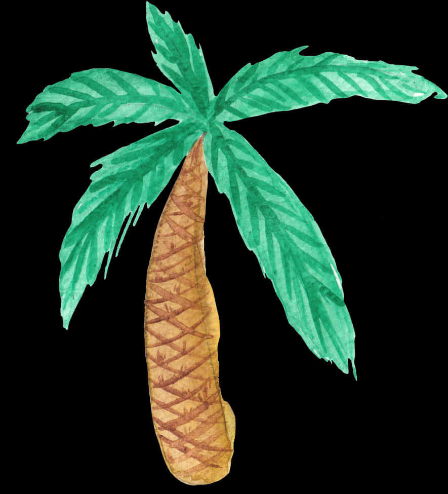 Watercolor Coconut Tree Artwork PNG