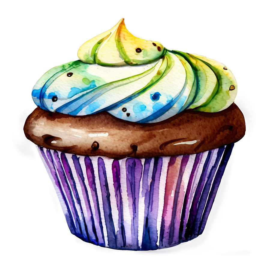 Watercolor Cupcake Png 05032024 PNG