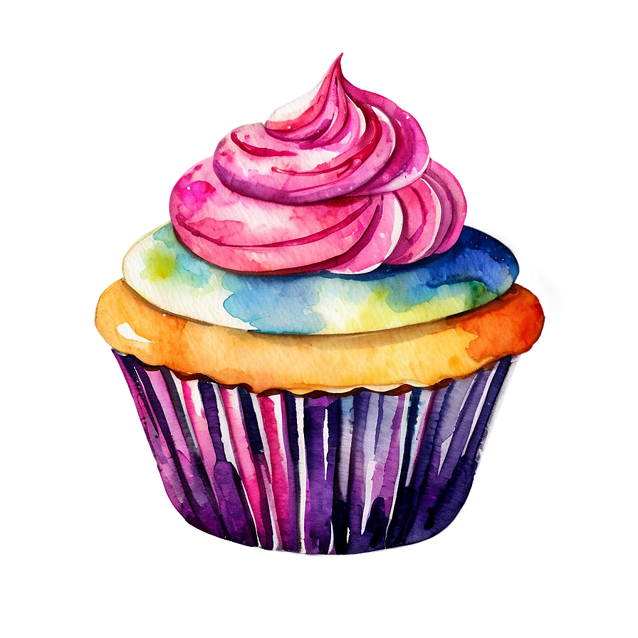 Watercolor Cupcake Png 91 PNG