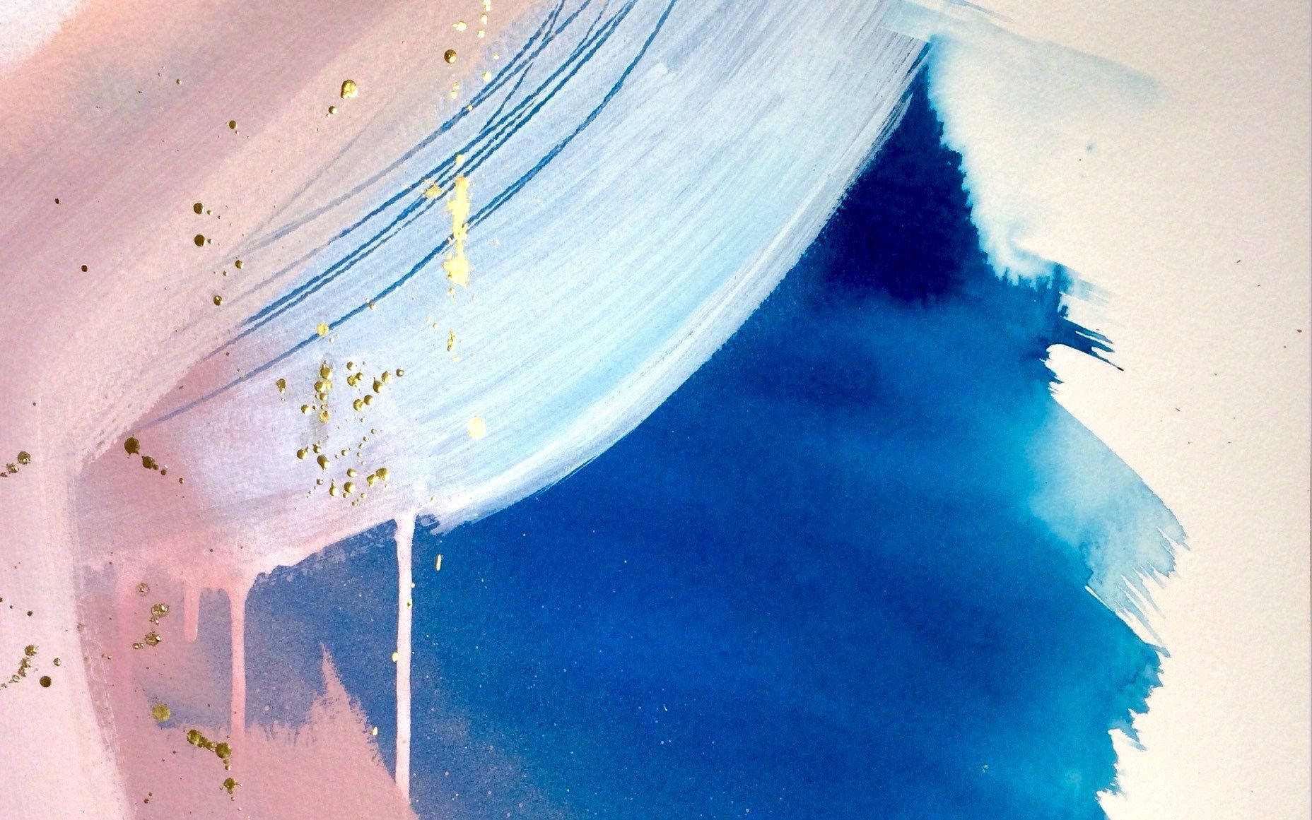 Creaun Espacio Relajante Con Esta Cortina De Acuarela Azul. Fondo de pantalla