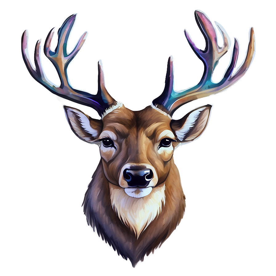 Watercolor Deer Head Painting Png 36 PNG