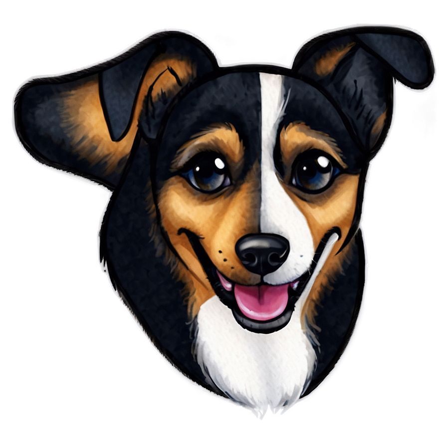 Watercolor Dog Face Painting Png Mio36 PNG