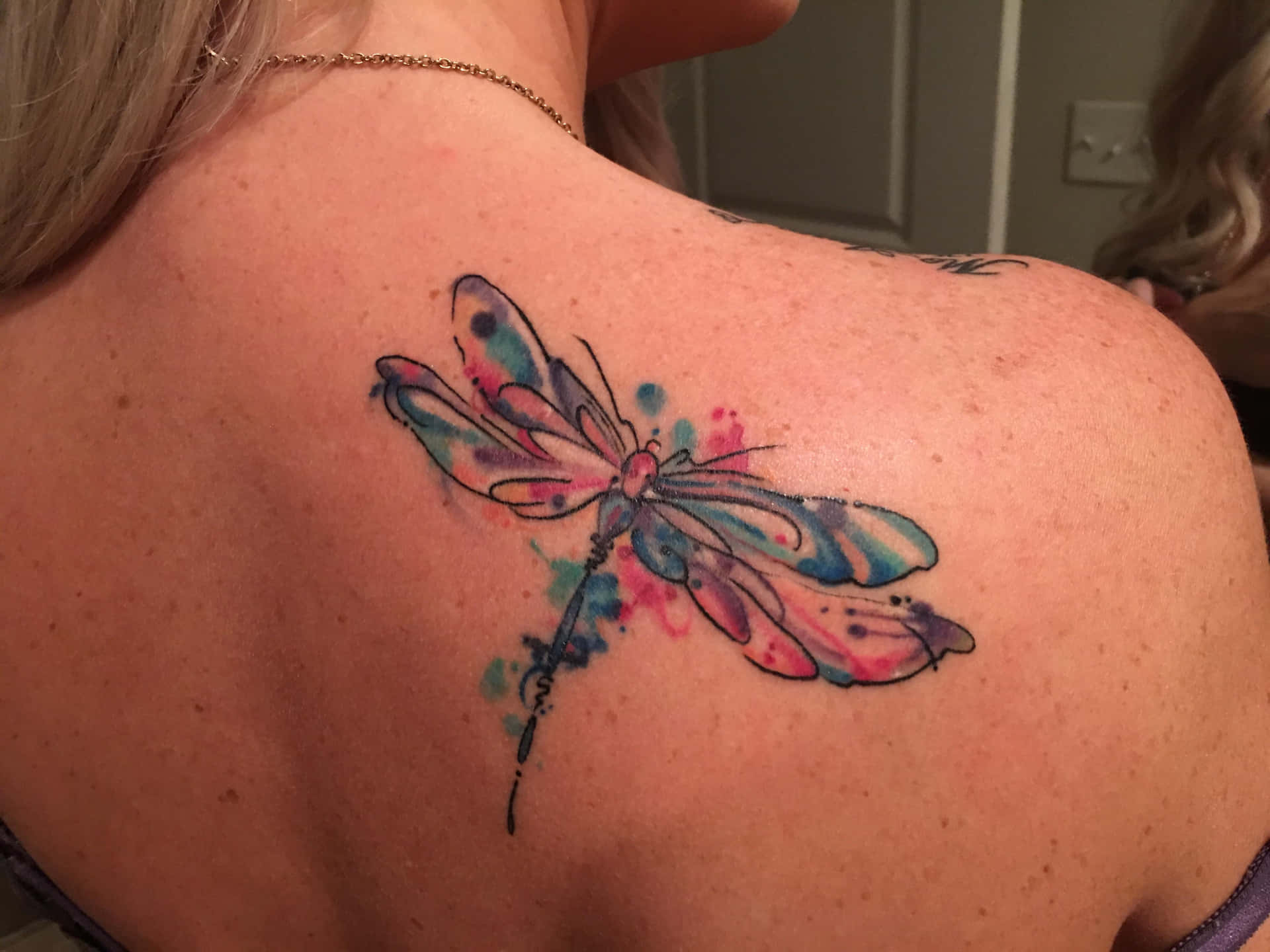 Watercolor Dragonfly Tattoo Shoulder Wallpaper