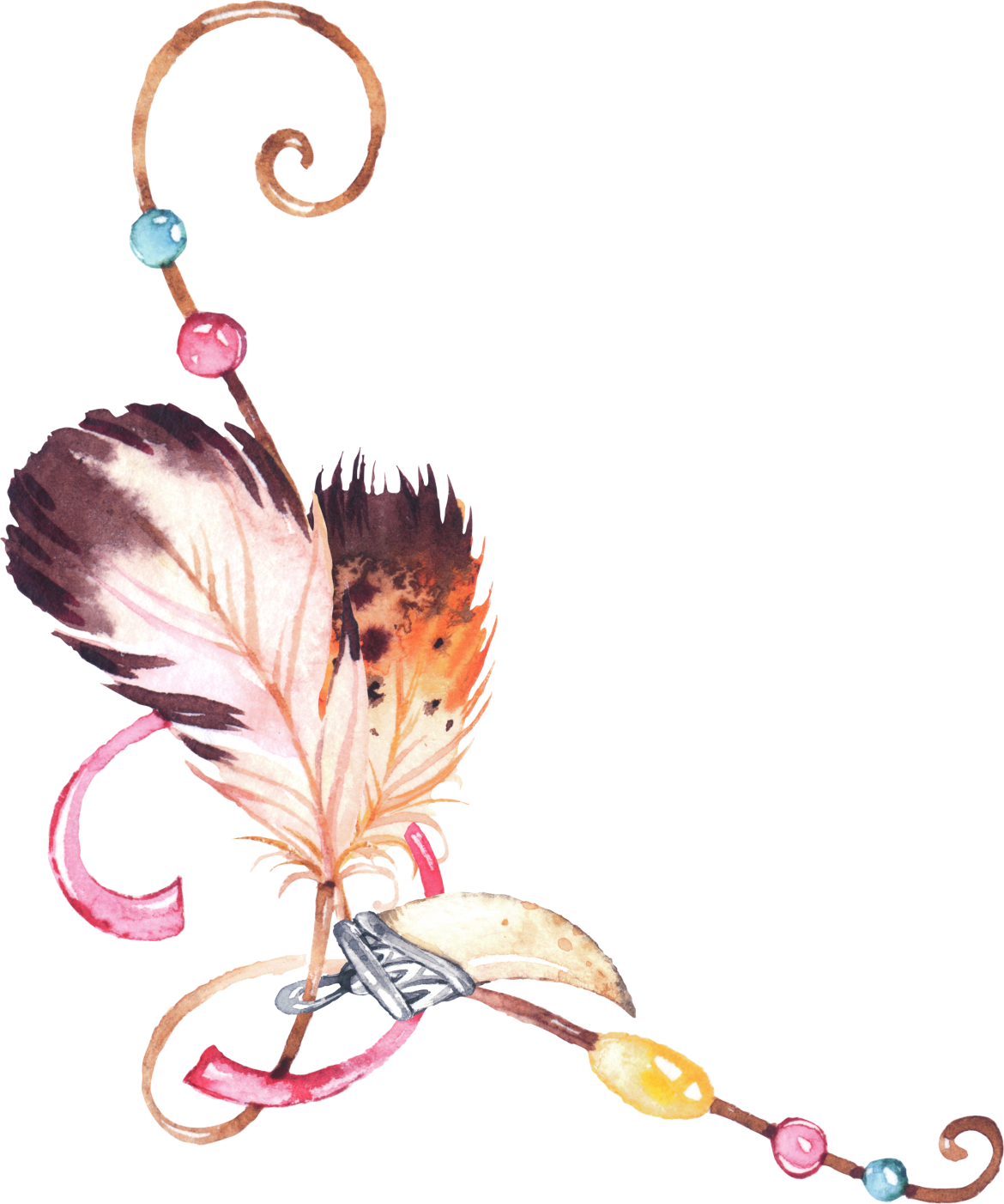 Watercolor Dreamcatcher Feather Art PNG
